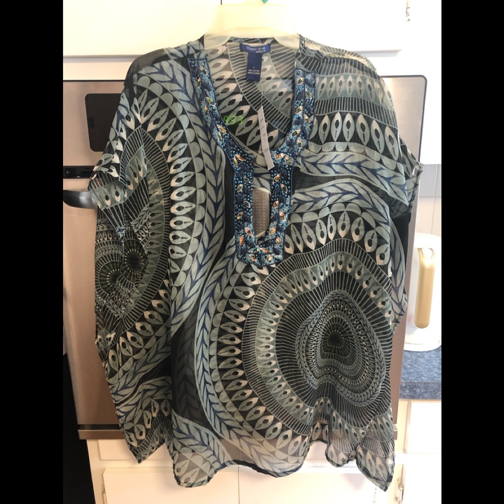 Ocean Drive Coverup w/ Pretty Beaded Neckline